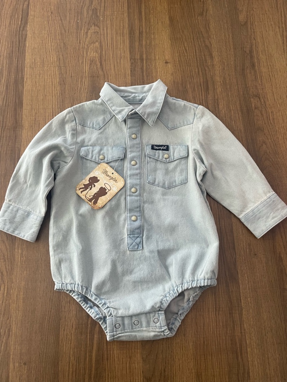 Wrangler Light Blue Denim-Style Long Sleeve One-Piece